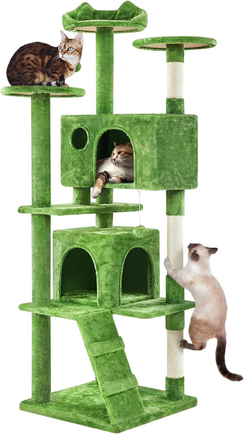 Yaheetech - Torre de árbol para gatos de 54 pulgadas, mueble de condominio, poste rascador para gatitos, casa de mascotas 