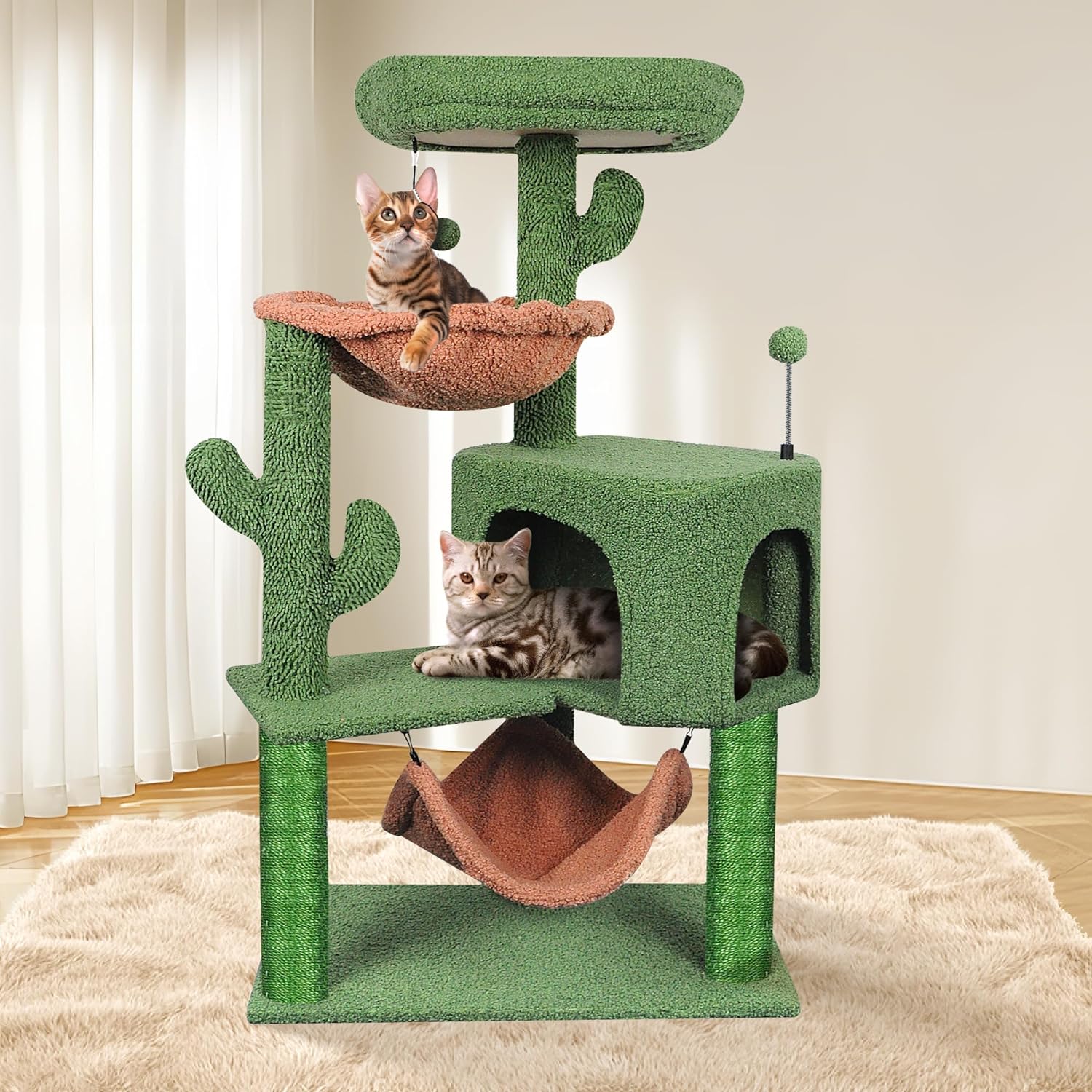 Newest Cat Tree with Cat Condo and Big Hammock，Grey