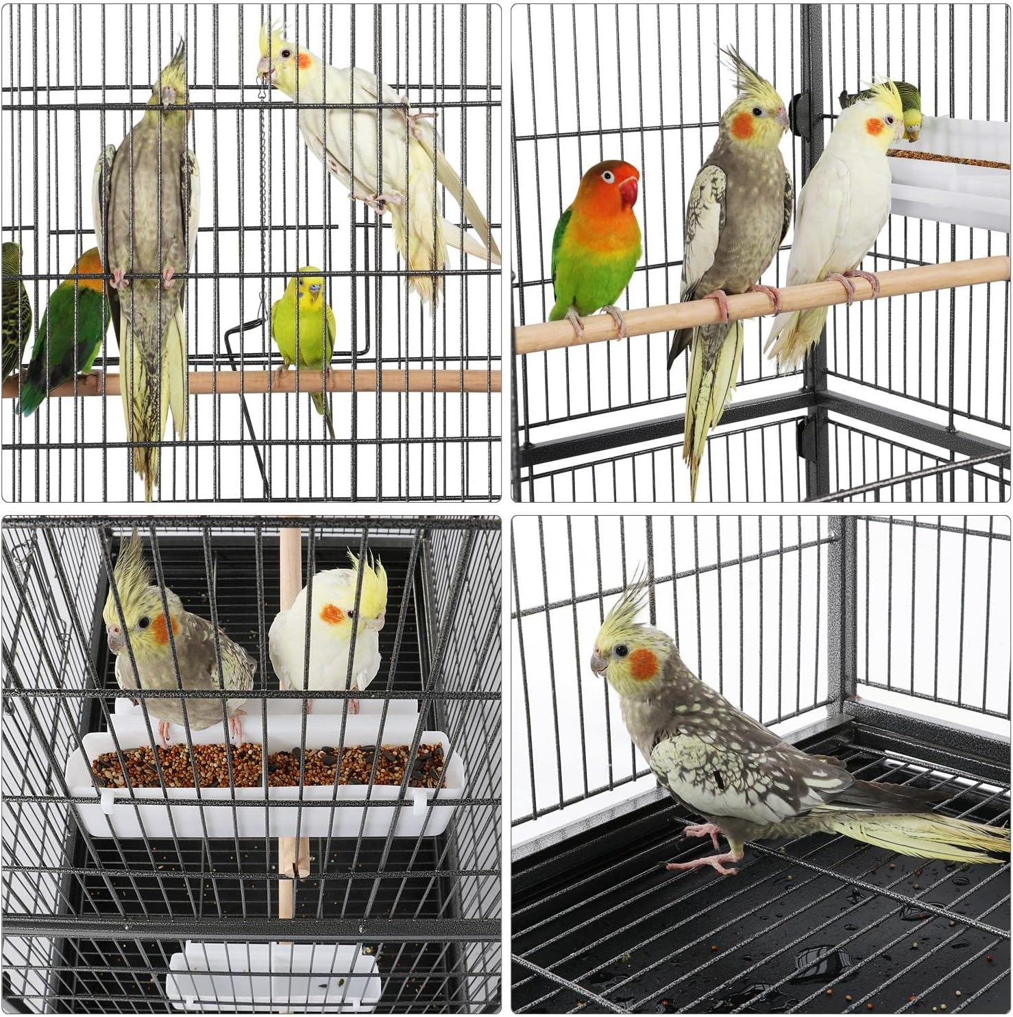 Yaheetech Jaula para pájaros grande de acero forjado de 52 pulgadas para cacatúas, cuáquero gris africano, periquitos amazónicos, mejillas verdes, conures, palomas, loros, jaula para pájaros con soporte 