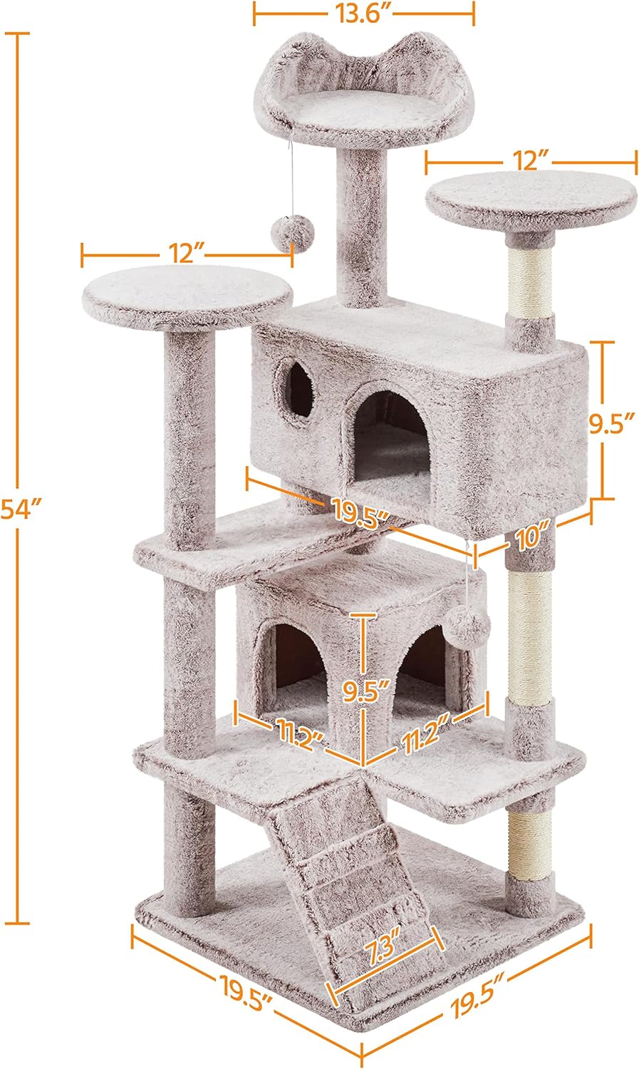 Yaheetech 54 Zoll Kratzbaum, Turm, Eigentumswohnungsmöbel, Kratzbaum für Kätzchen, Haustierhaus, Spielen 