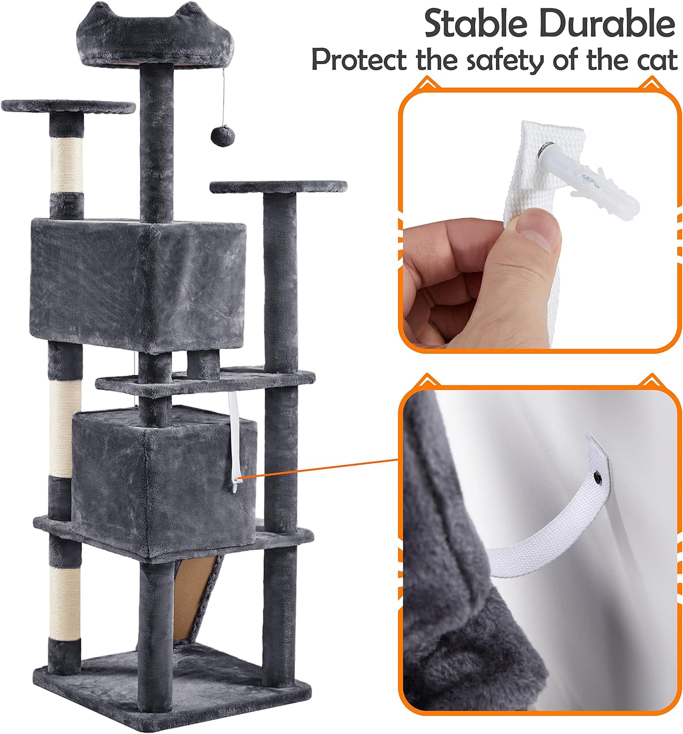 Yaheetech - Torre de árbol para gatos de 54 pulgadas, mueble de condominio, poste rascador para gatitos, casa de mascotas 