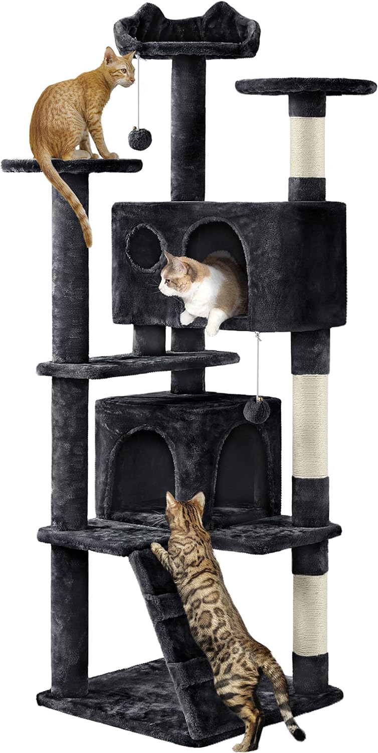 Yaheetech 54in Cat Tree Tower Condo Furniture Scratch Post for Kittens Pet House Play