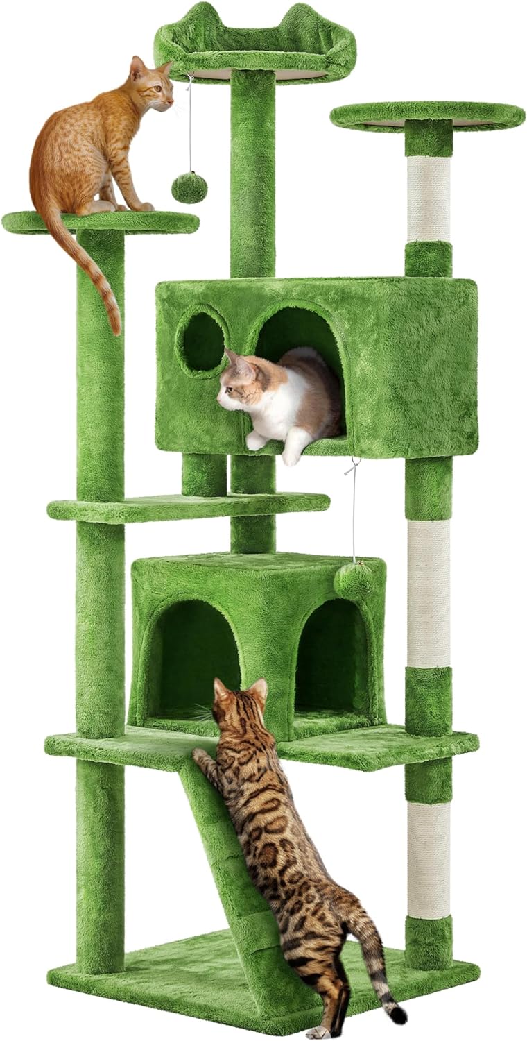 Yaheetech - Torre de árbol para gatos de 54 pulgadas, mueble de condominio, poste rascador para gatitos, casa de mascotas 