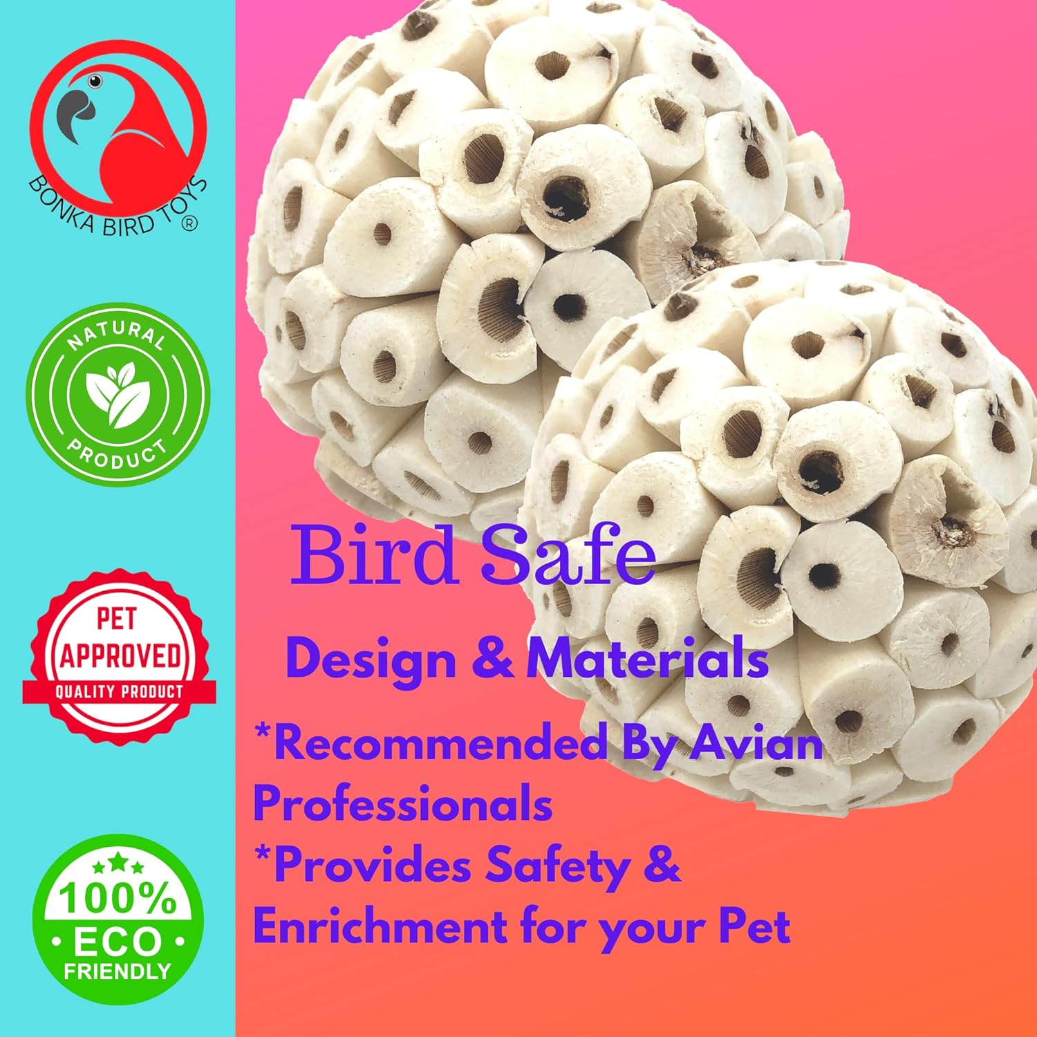 Bonka Bird Toys 2117 Pk6 Sola Atta Balls Foot Talon Craft Part Parrot Bird Toys Conure Parakeet Cockatiel and Similar