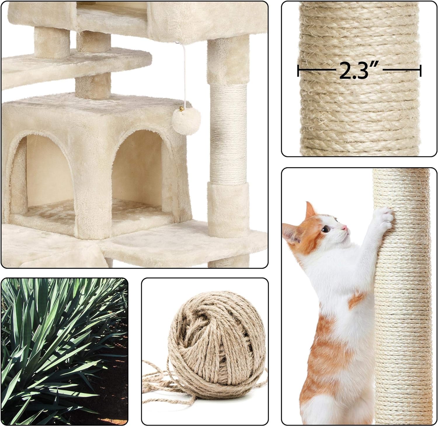 Yaheetech - Torre de árbol para gatos de 54 pulgadas, mueble de condominio, poste rascador para gatitos, casa de mascotas 