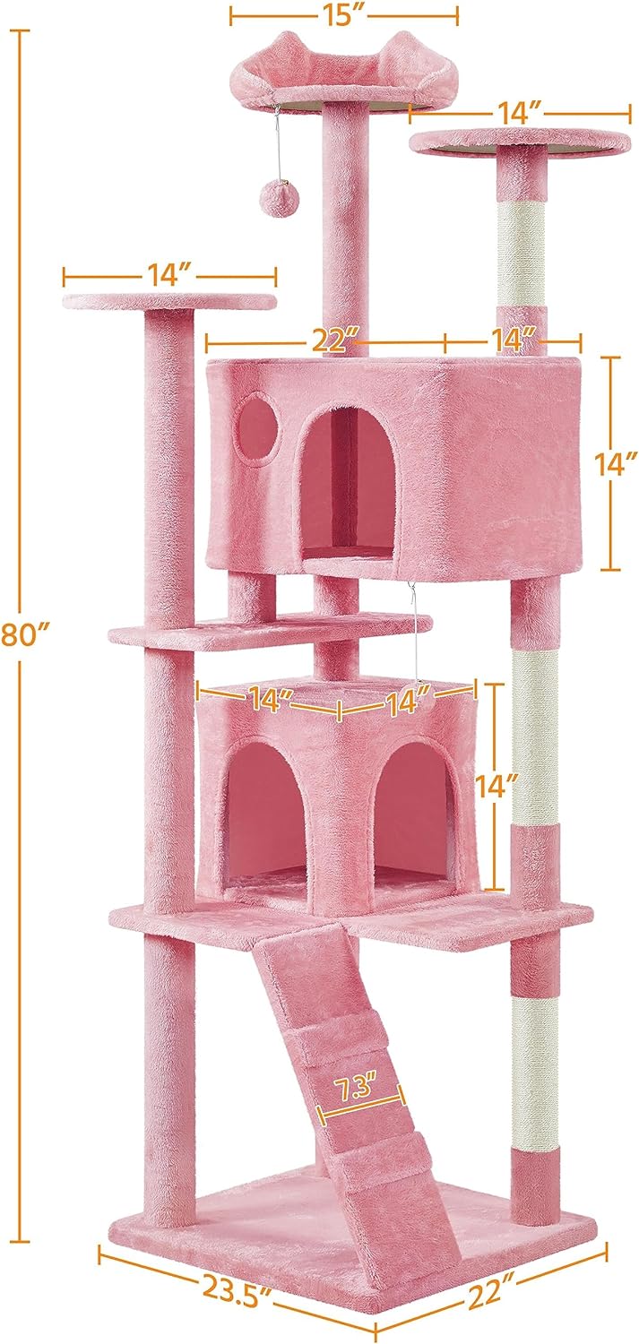 Yaheetech 54 Zoll Kratzbaum, Turm, Eigentumswohnungsmöbel, Kratzbaum für Kätzchen, Haustierhaus, Spielen 