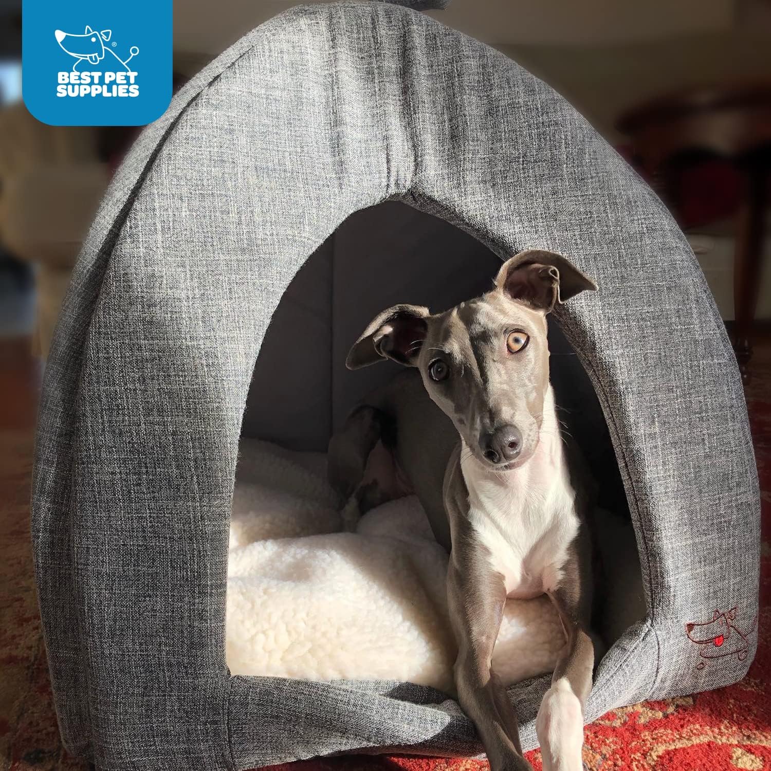 Best Pet Supplies - Cama suave para tienda de campaña para perros y gatos, pana beige, 19 x 19 x alto: 19 pulgadas 