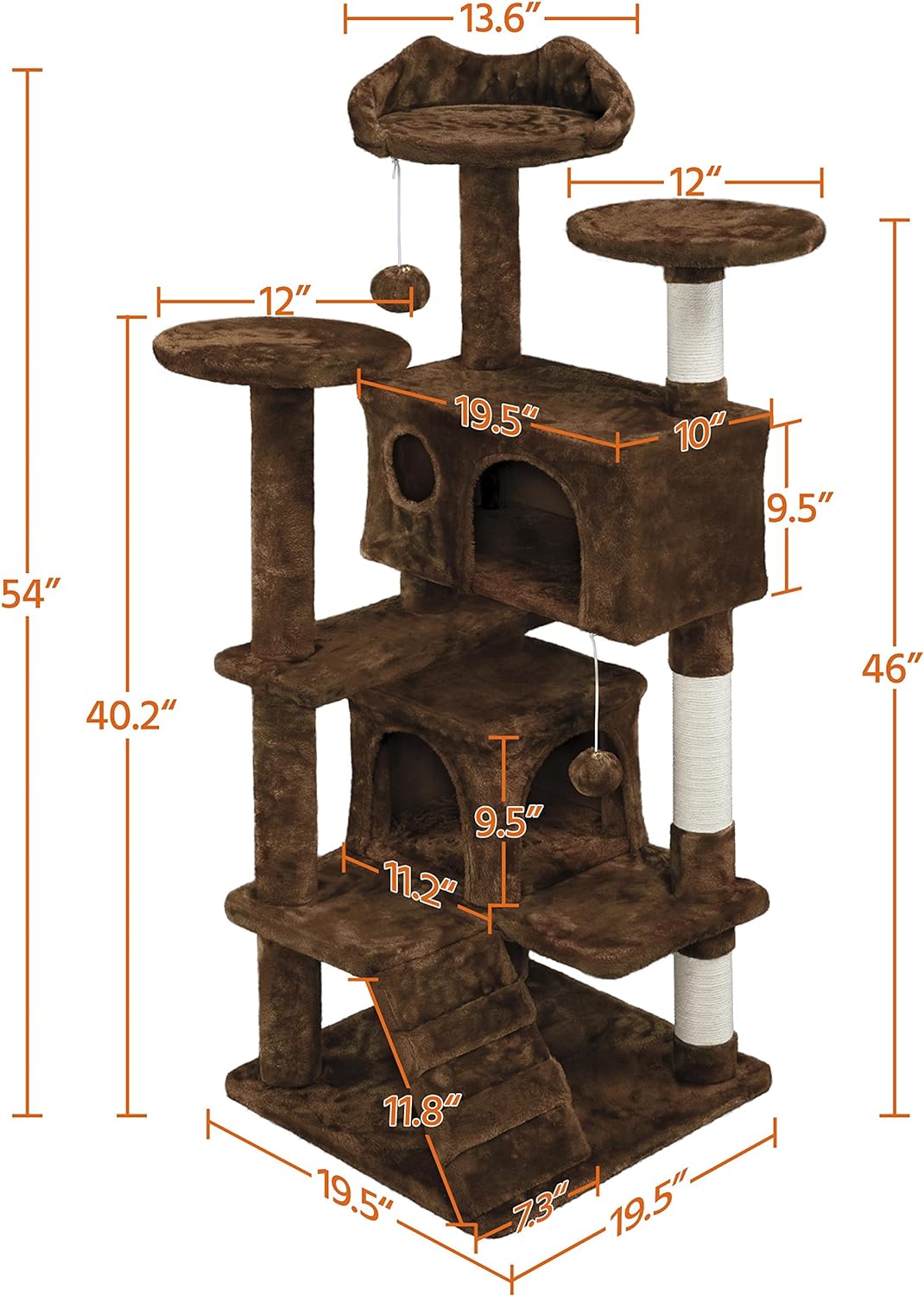 Yaheetech - Torre de árbol para gatos de 54 pulgadas, mueble de condominio, poste rascador para gatitos, casa de mascotas 