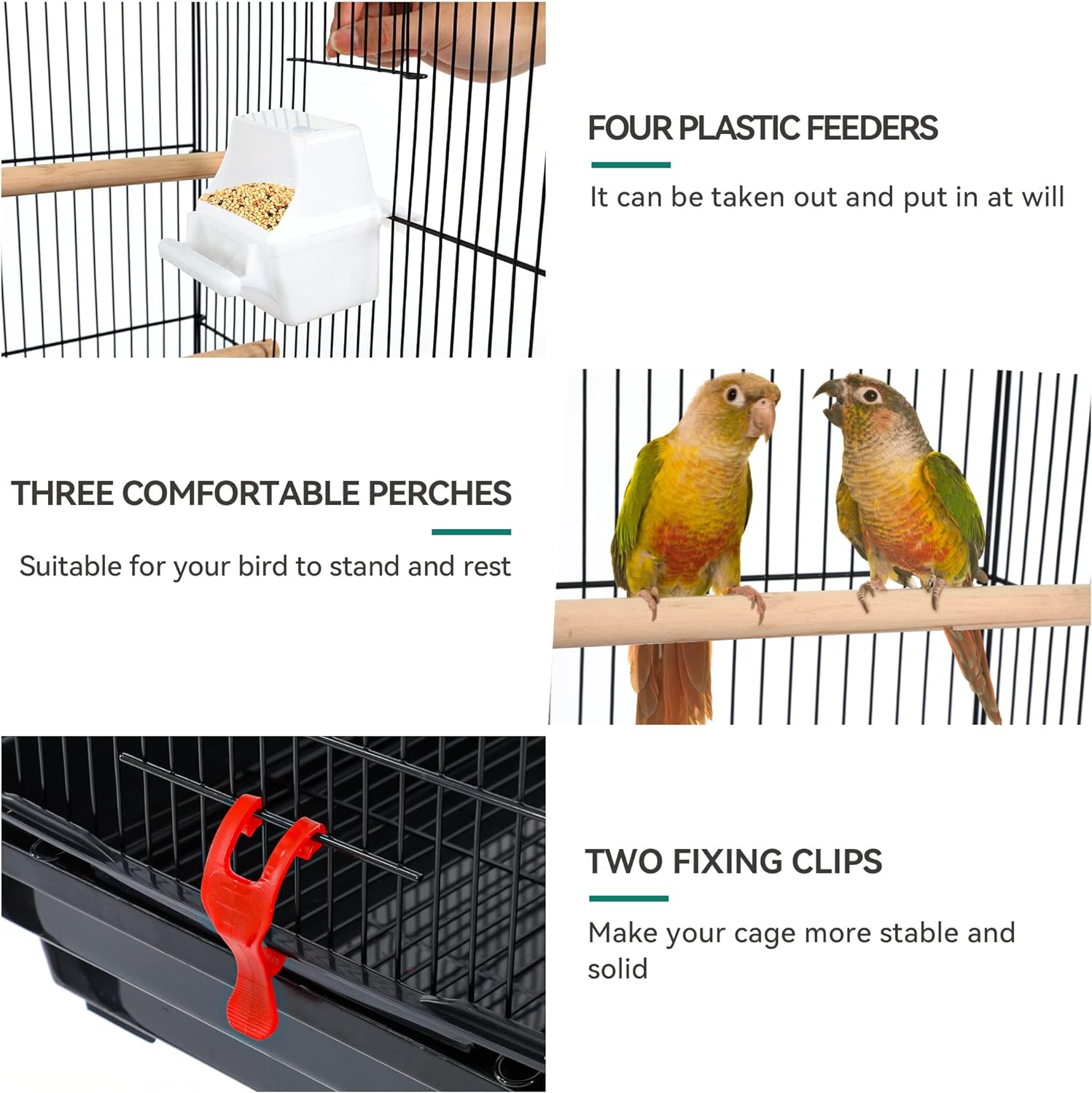 YITAHOME 62 inch Metal Bird Cage, Large Parakeet Cages for Parrot, Cockatiel, Lovebird, Pigeon with Roof Top, Rolling Stand and Hanging Toys