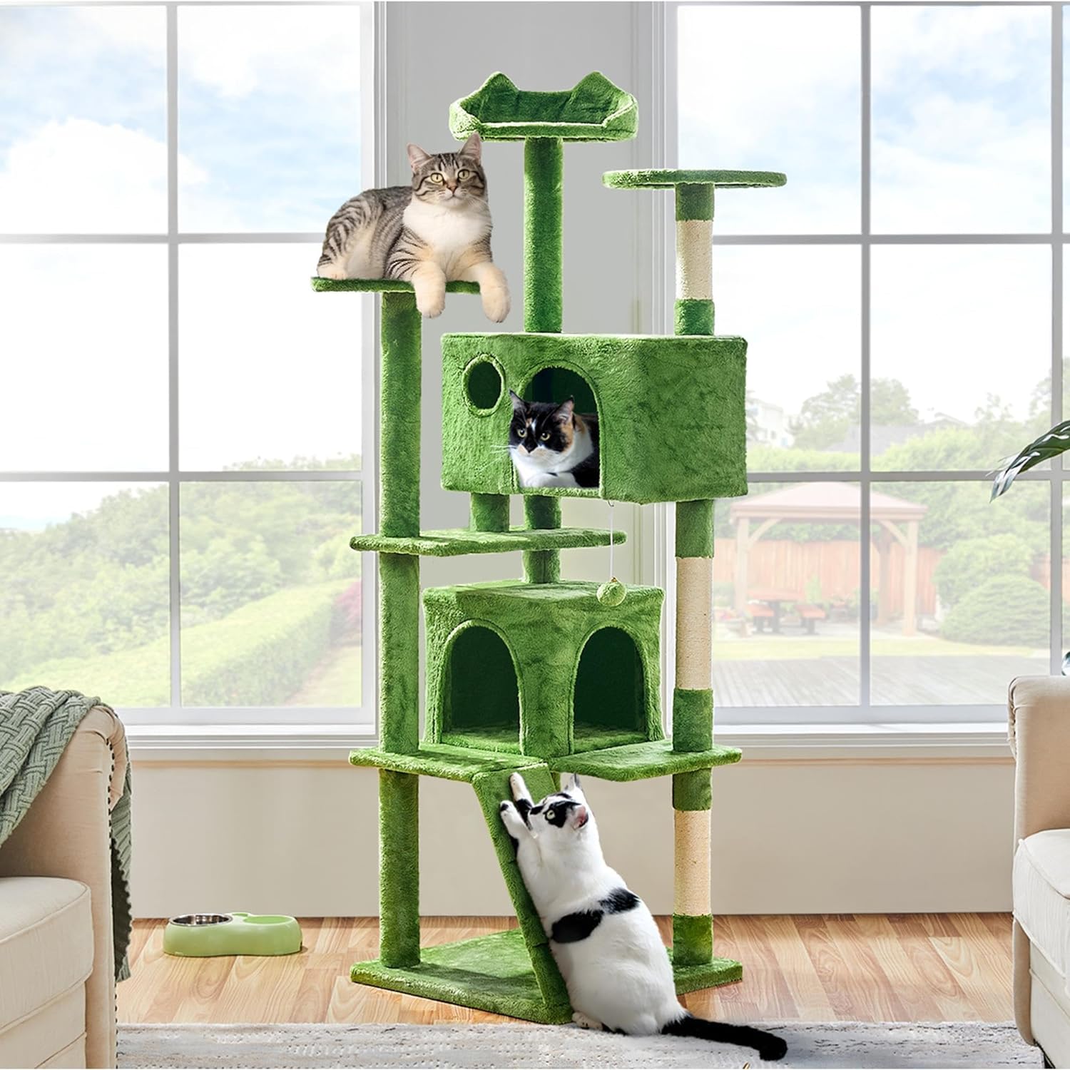 Yaheetech - Torre de árbol para gatos de 54 pulgadas, mueble de condominio, poste rascador para gatitos, casa de mascotas 