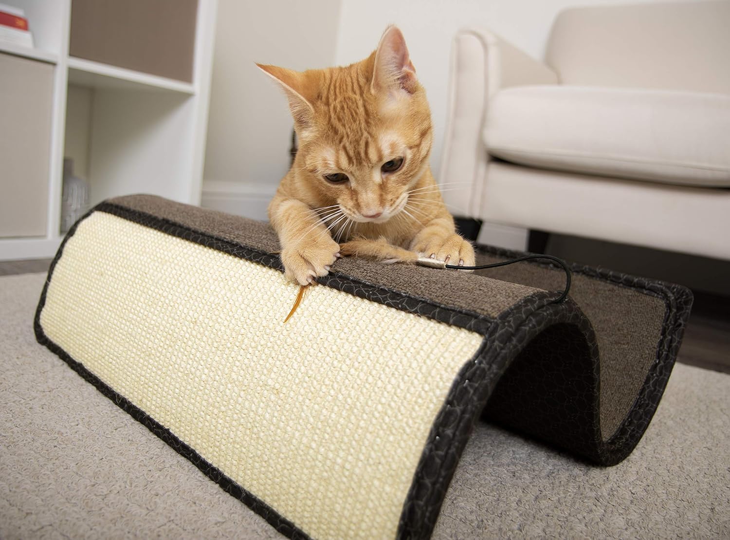 SmartyKat Rampa rascadora para gatos con ángulo de sisal, incluye hierba gatera, natural, talla única 