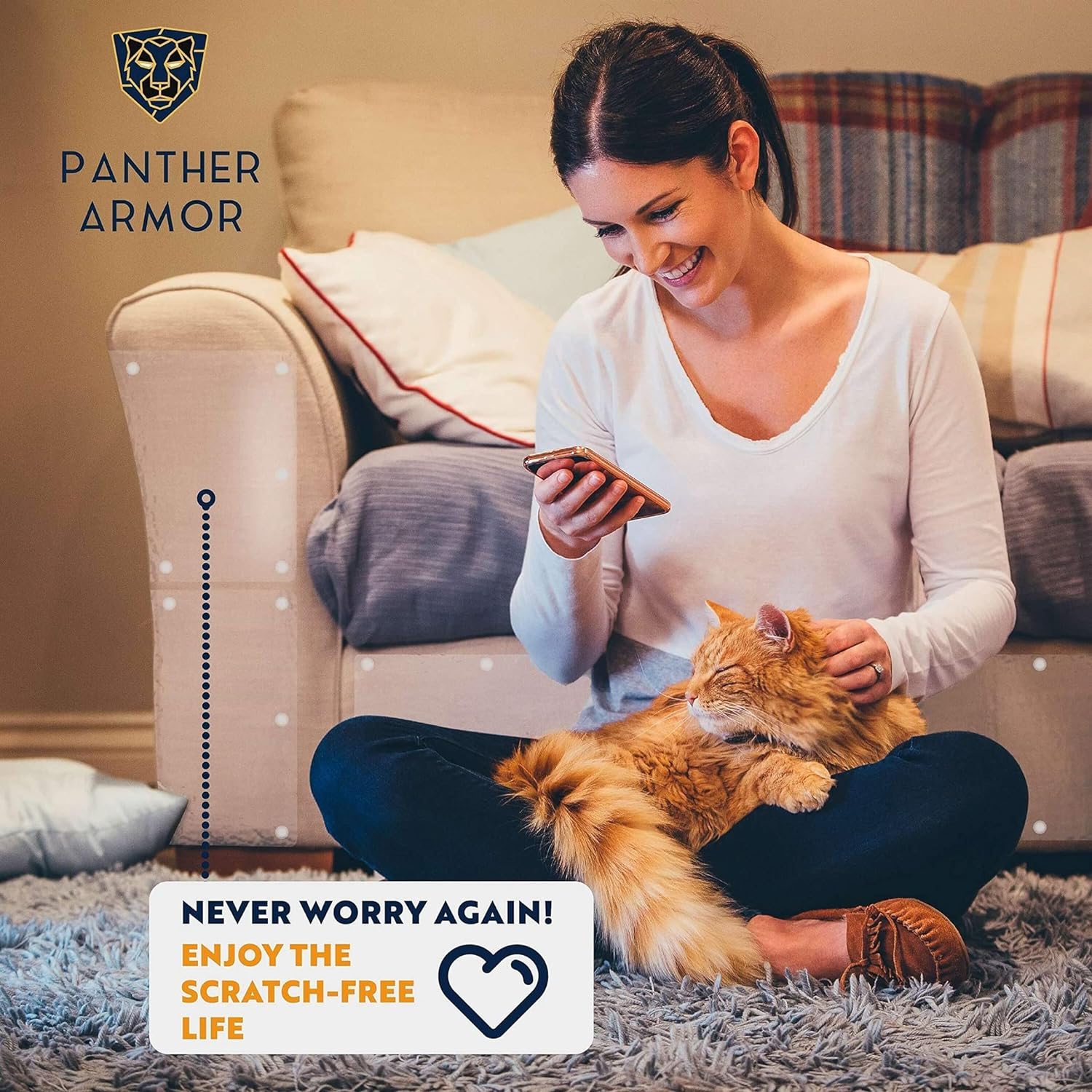 Panther Armor Paquete de 12 protectores de muebles contra rasguños de gatos - Protectores de sofá antigatos - Cinta disuasoria de entrenamiento para rascar las esquinas del sofá 