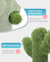 Made4Pets Cat Scratching Post, Cactus Cat Scratcher Kitten Scratch Post with Sisal Rope for Indoor Cats Claw Scratcher, Vertical Green Cat Tree with Dangling Ball for Kitties, Medium-25.6 inches