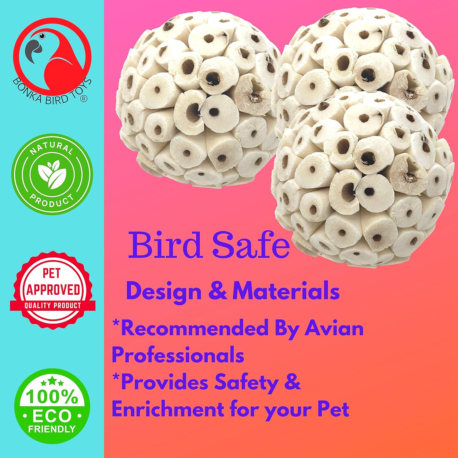 Bonka Bird Toys 2117 Pk6 Sola Atta Balls Foot Talon Craft Part Parrot Bird Toys Conure Parakeet Cockatiel and Similar