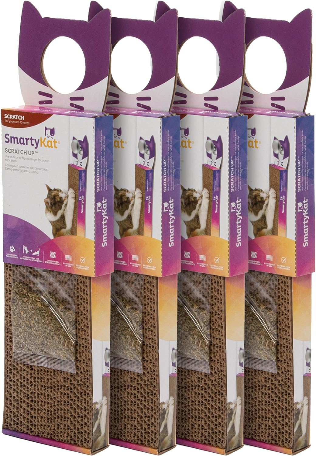 SmartyKat Scratch Up Corrugated Hanging Cat Scratcher, Catnip Infusion Technology - Brown, Single Wide