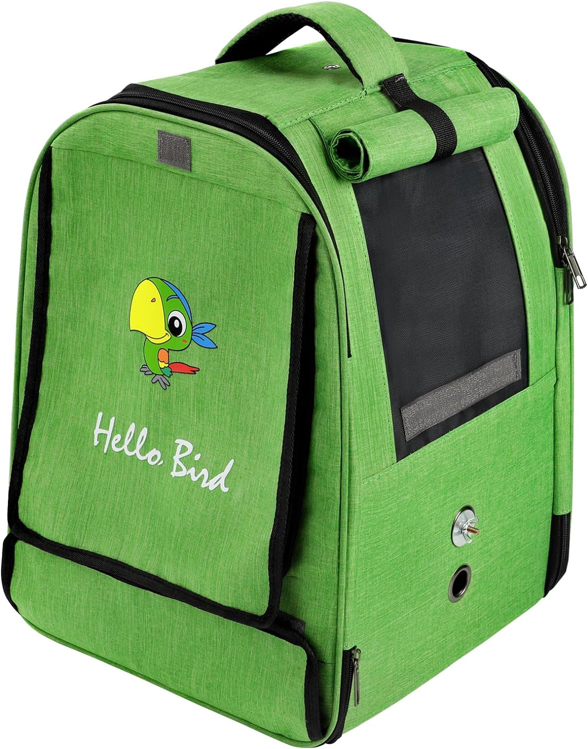 HUMLANJ Mochila grande para transportar pájaros, jaula de viaje portátil para pájaros, bolsa de viaje transpirable para exteriores con percha y bandeja para pájaros medianos a grandes, loros 