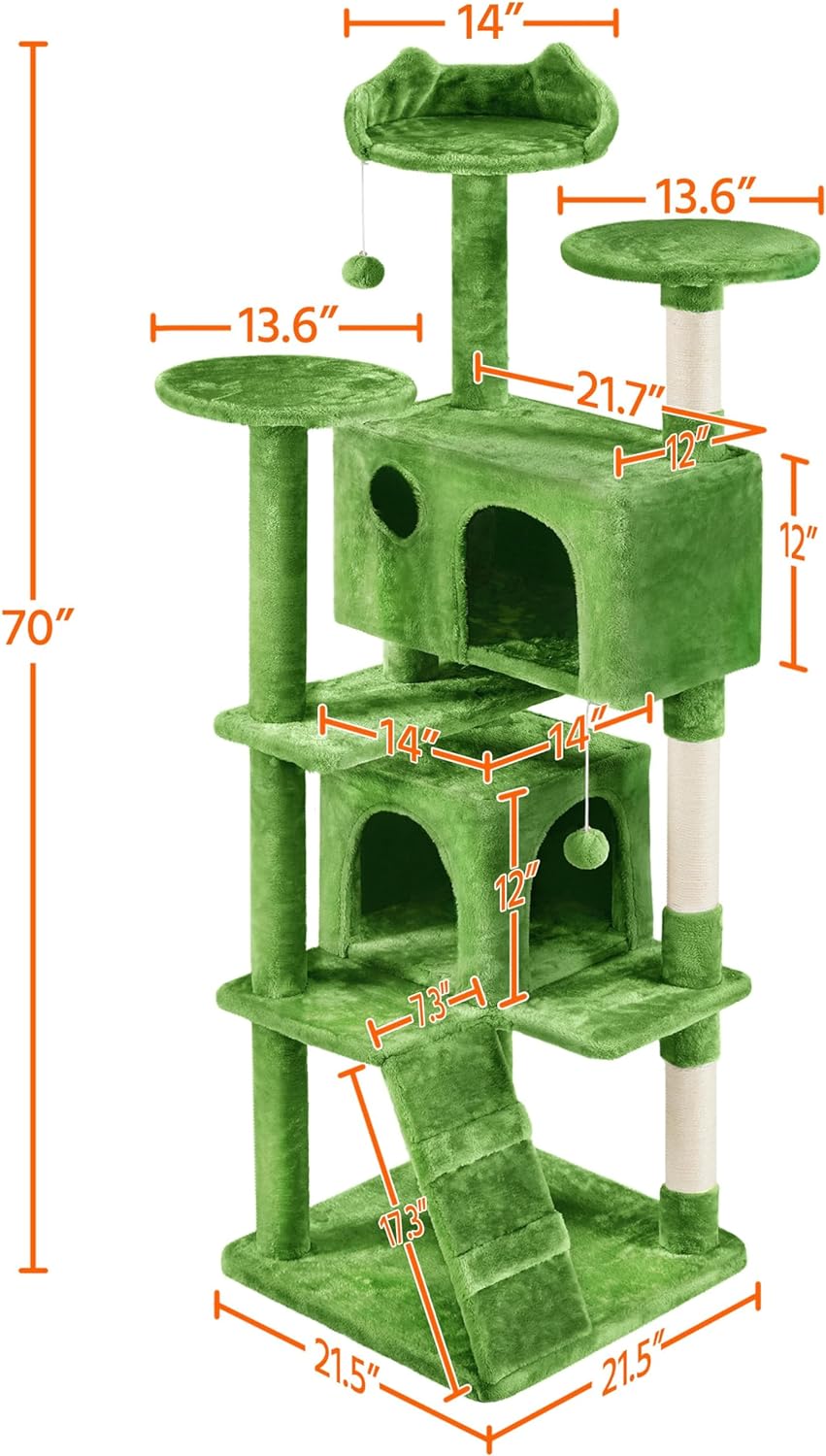 Yaheetech - Torre de árbol para gatos de 54 pulgadas, mueble de condominio, poste rascador para gatitos, casa de mascotas 