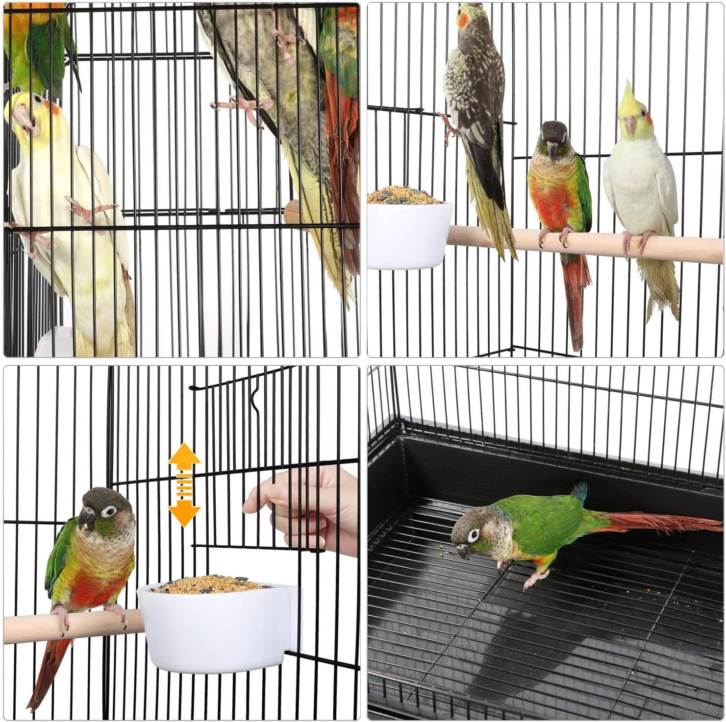 Yaheetech Open Top Rolling Parrot Bird Cage for Cockatiel Sun Parakeet Green Cheek Conure Mid-Sized Parrot Cage with Detachable Stand