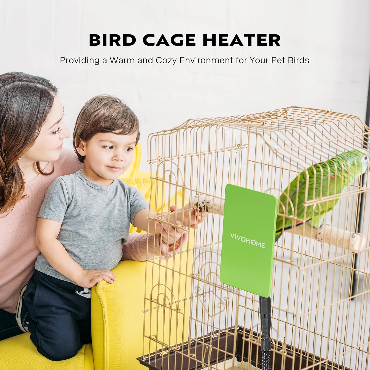 VIVOHOME 10W Bird Cage Heater, Snuggle-Up Bird Warmer with Thermostatically Controlled for Parrots Conure Lovebird Cockatiel Fit Most Cage 3.7 × 5.7 Inches, Green