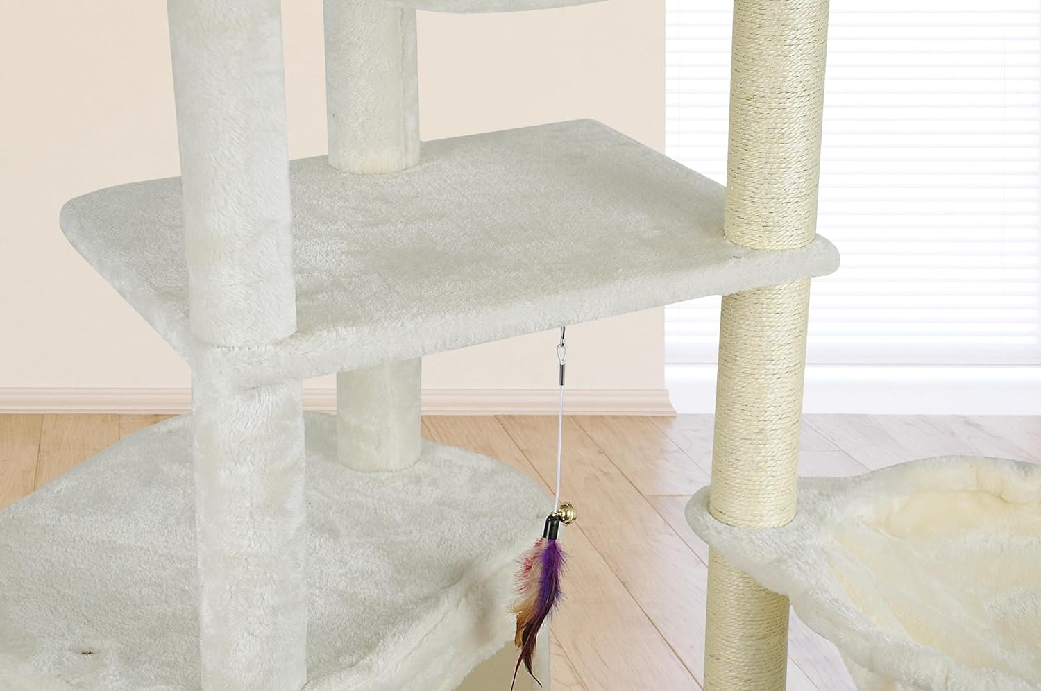 Xin Three Layer Cat Tree with Cat Condo and Two Hammocks,Grey