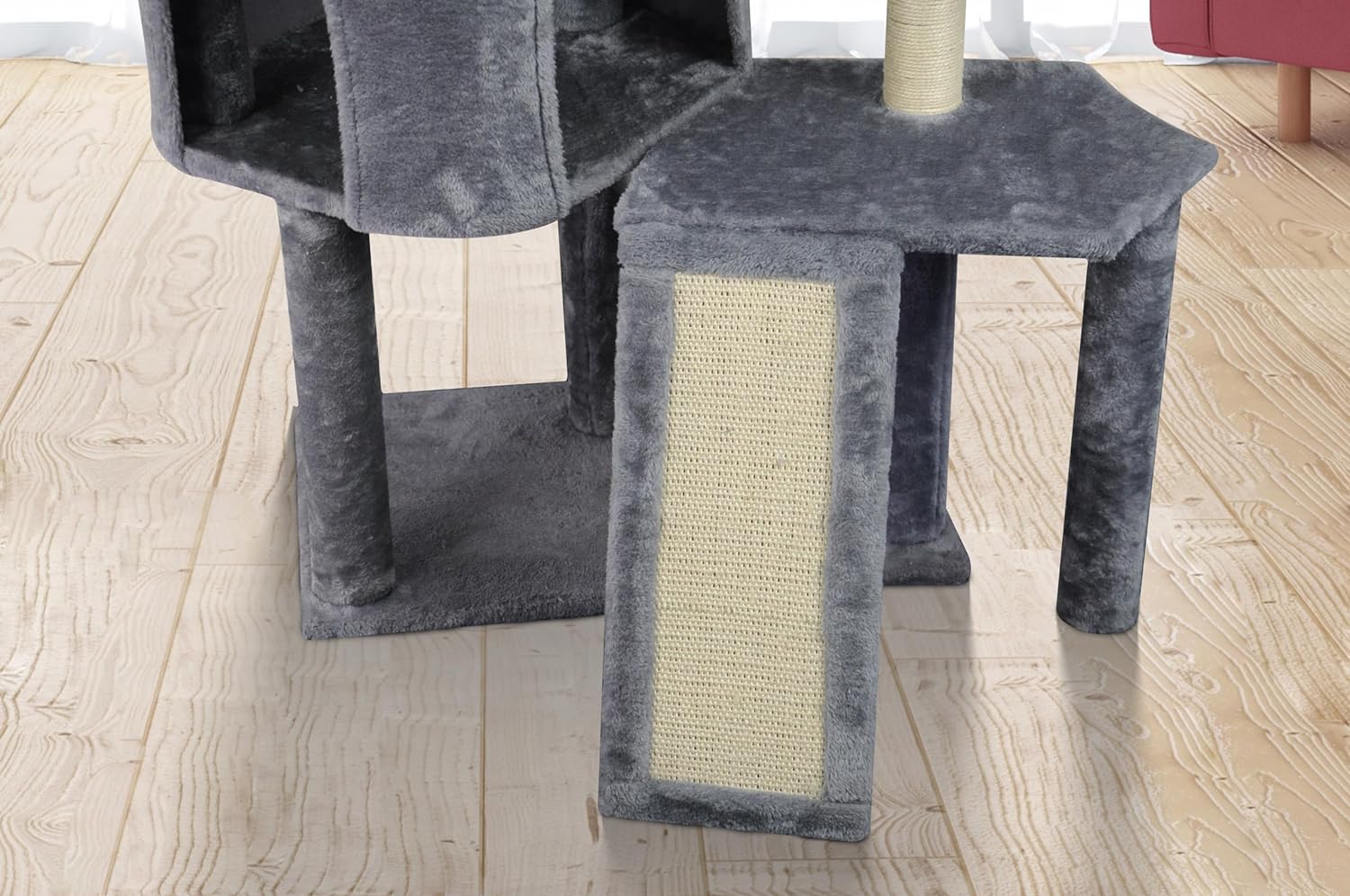 Xin Three Layer Cat Tree with Cat Condo and Two Hammocks,Grey