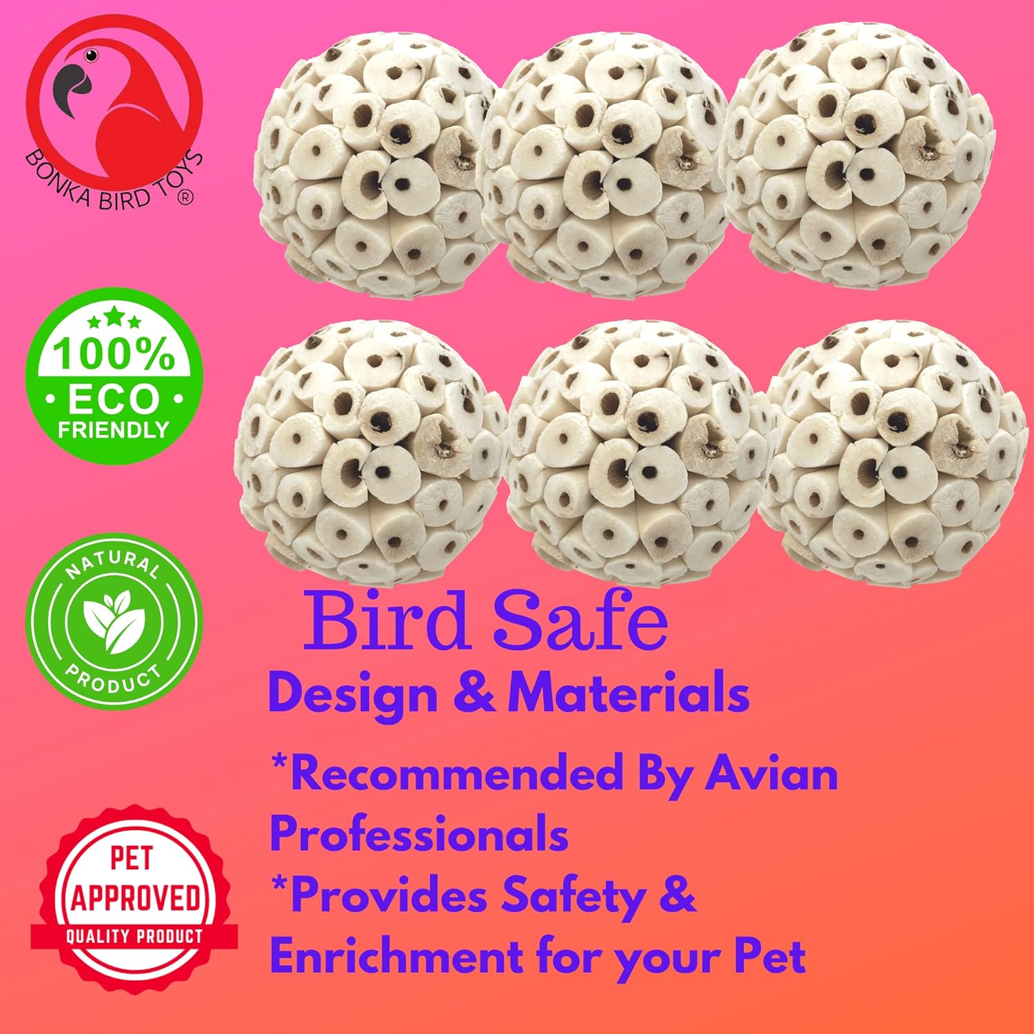 Bonka Bird Toys 2117 Pk6 Sola Atta Balls Foot Talon Craft Part Loro Bird Toys Conure Periquito Cockatiel y similares 