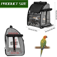 SUERTREE Bird Carrier Bag with Indestructible Stainless Steel Mesh, Bird Travel Cage with Stand, Easy to Clean Backpack for Parrot, Portable Bird Travel Bag, Pet Transparent Breathable Travel Cage