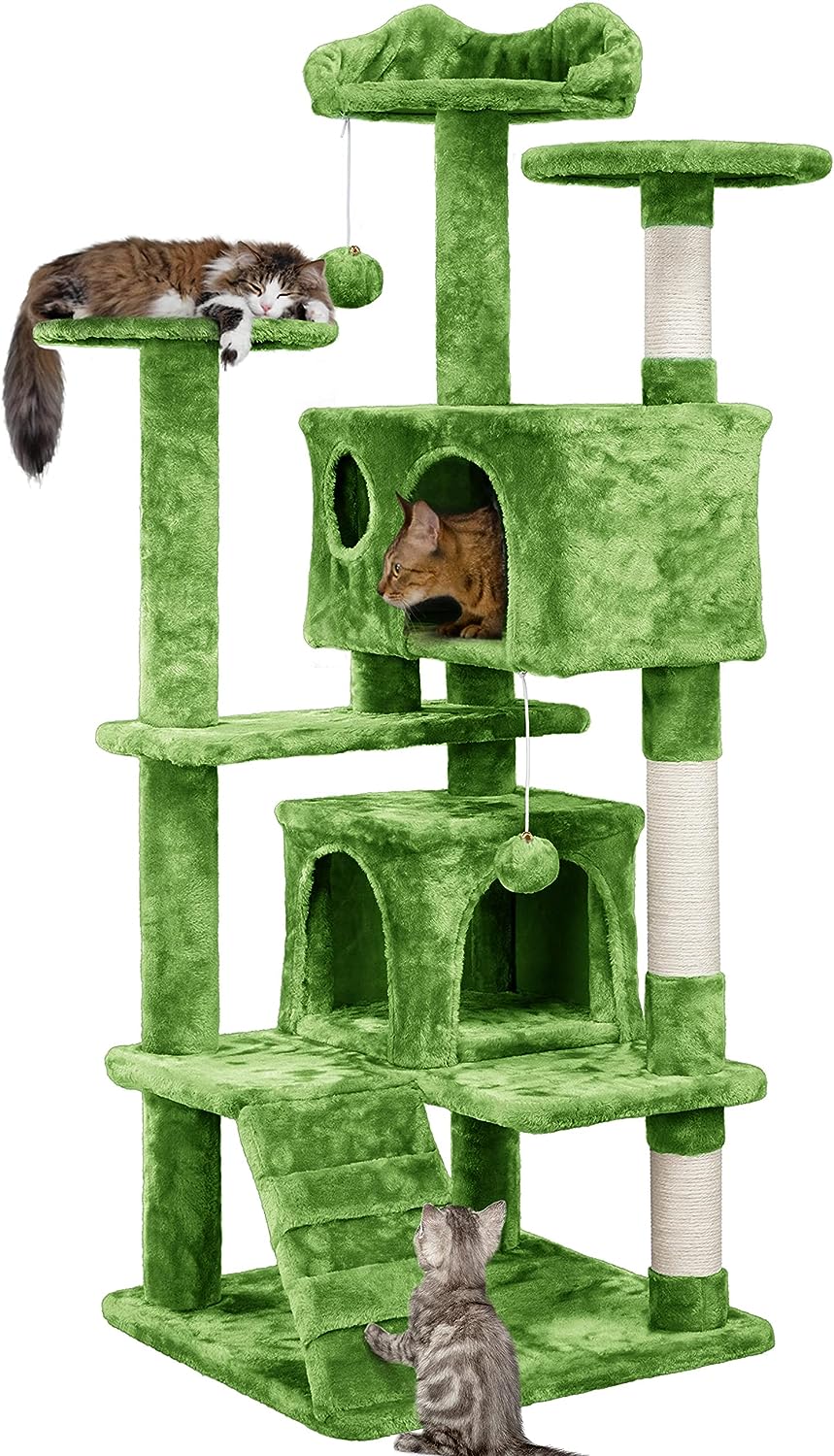 Yaheetech - Torre de árbol para gatos de 54 pulgadas, mueble de condominio, poste rascador para gatitos, casa de mascotas 