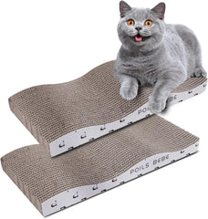 Poils bebe L Shape Cat Scratcher, 26.8 Inch Cat Scratchers for Indoor Cats, Protecting Furniture Cat Scratch Pad, Cardboard Cat Scratching with Ball Toy, Catnip, Large