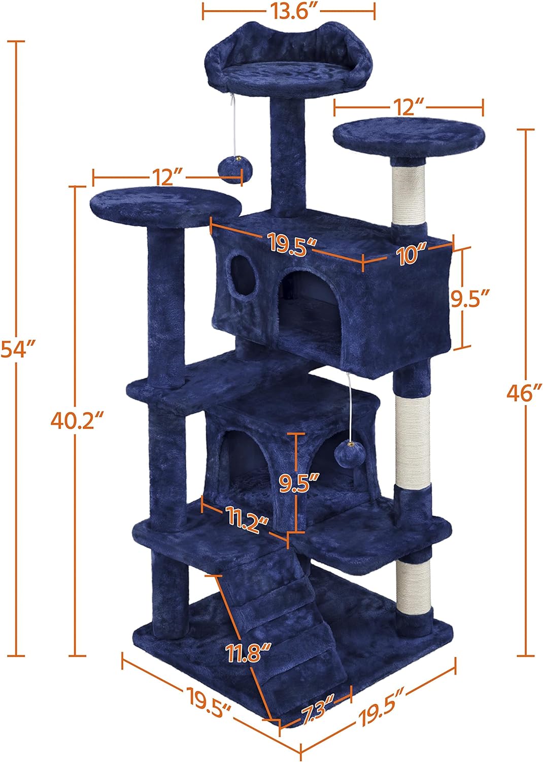 Yaheetech - Torre de árbol para gatos de 54 pulgadas, mueble de condominio, poste rascador para gatitos, casa de mascotas 