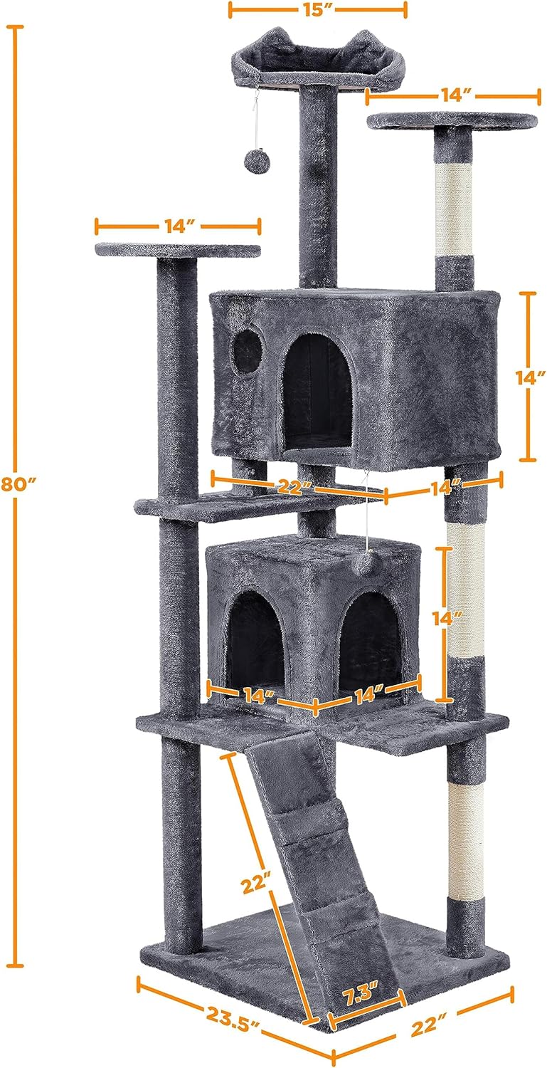 Yaheetech 54 Zoll Kratzbaum, Turm, Eigentumswohnungsmöbel, Kratzbaum für Kätzchen, Haustierhaus, Spielen 