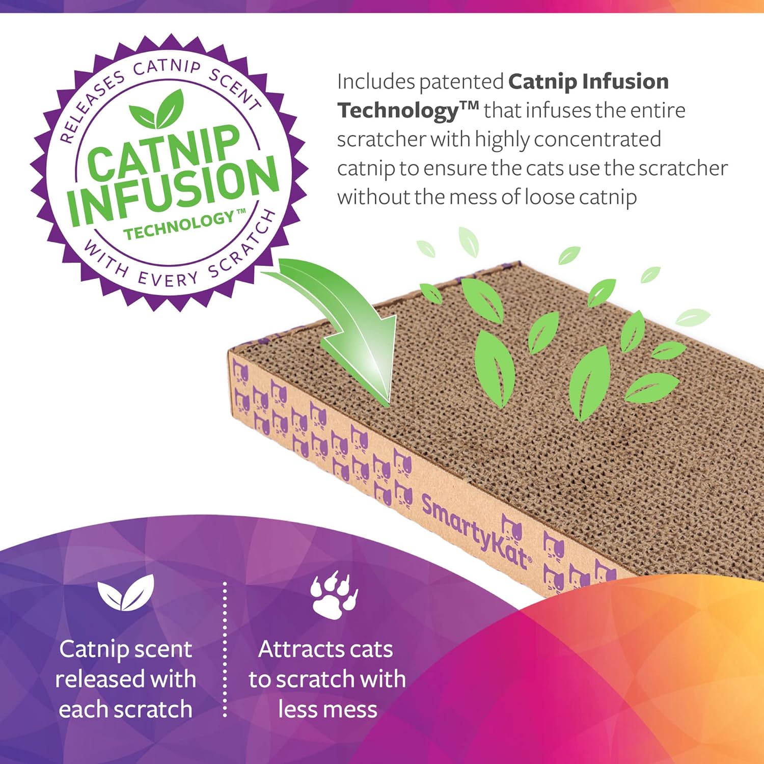 SmartyKat Scratch Up Corrugated Hanging Cat Scratcher, Catnip Infusion Technology - Brown, Single Wide