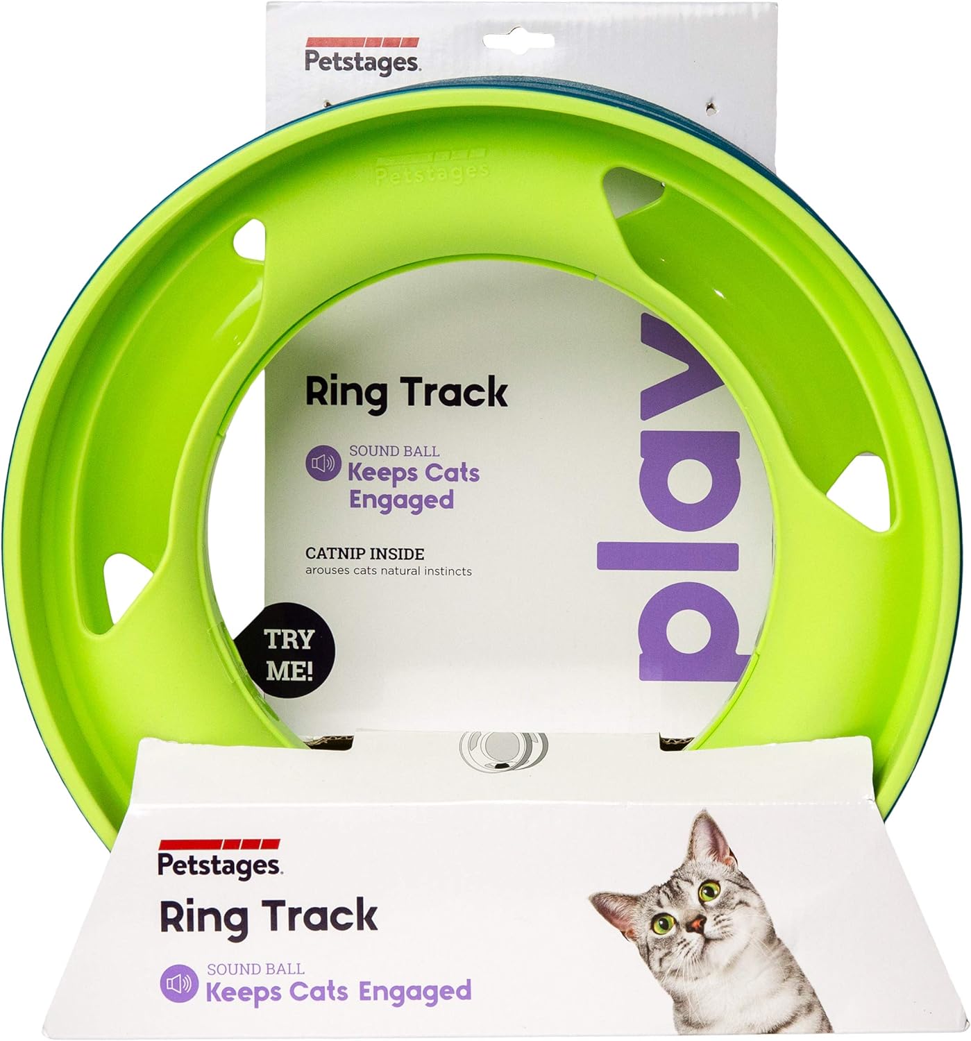 Catstages Chase Meowtain Juguete interactivo con pista para gatos de 4 niveles 