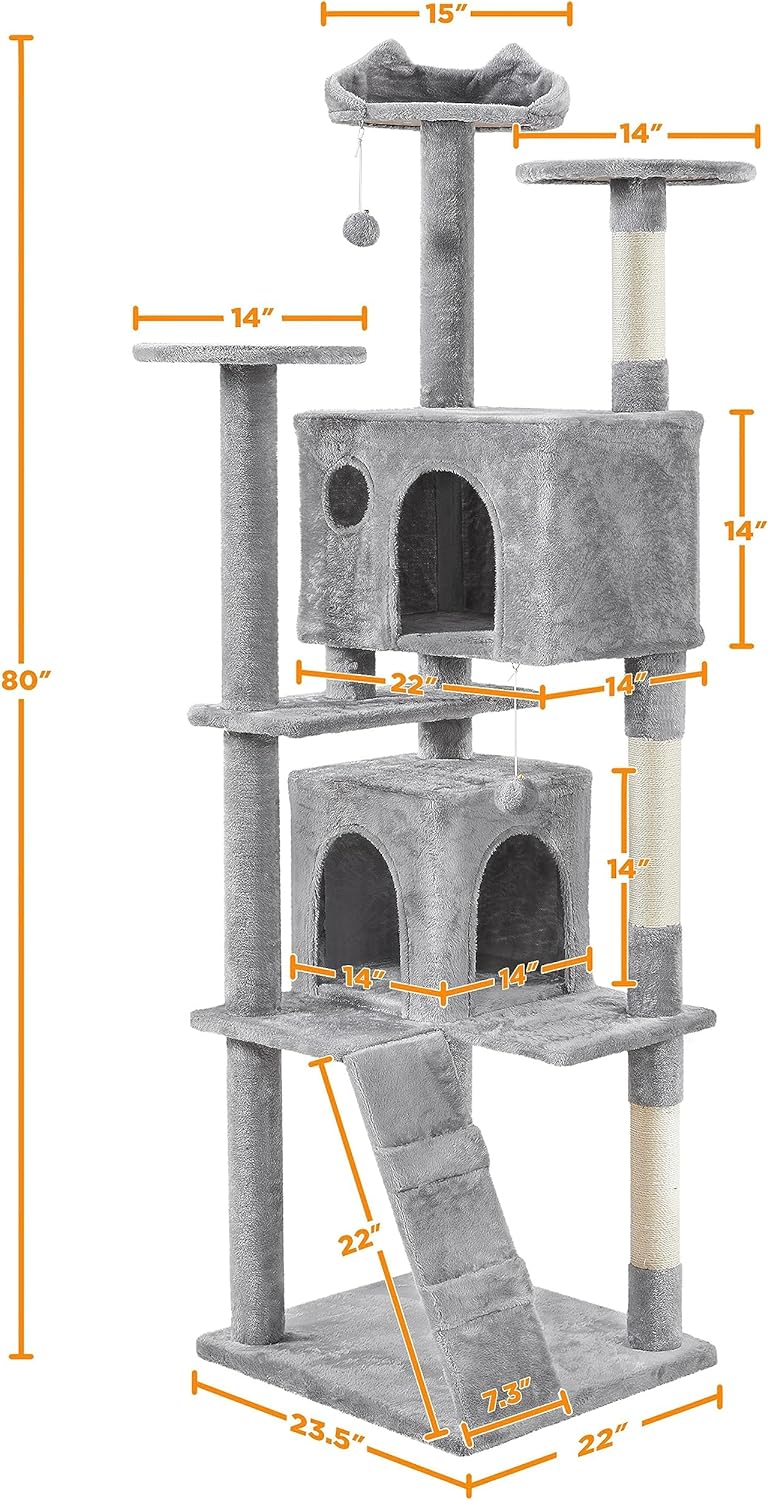 Yaheetech 54 Zoll Kratzbaum, Turm, Eigentumswohnungsmöbel, Kratzbaum für Kätzchen, Haustierhaus, Spielen 