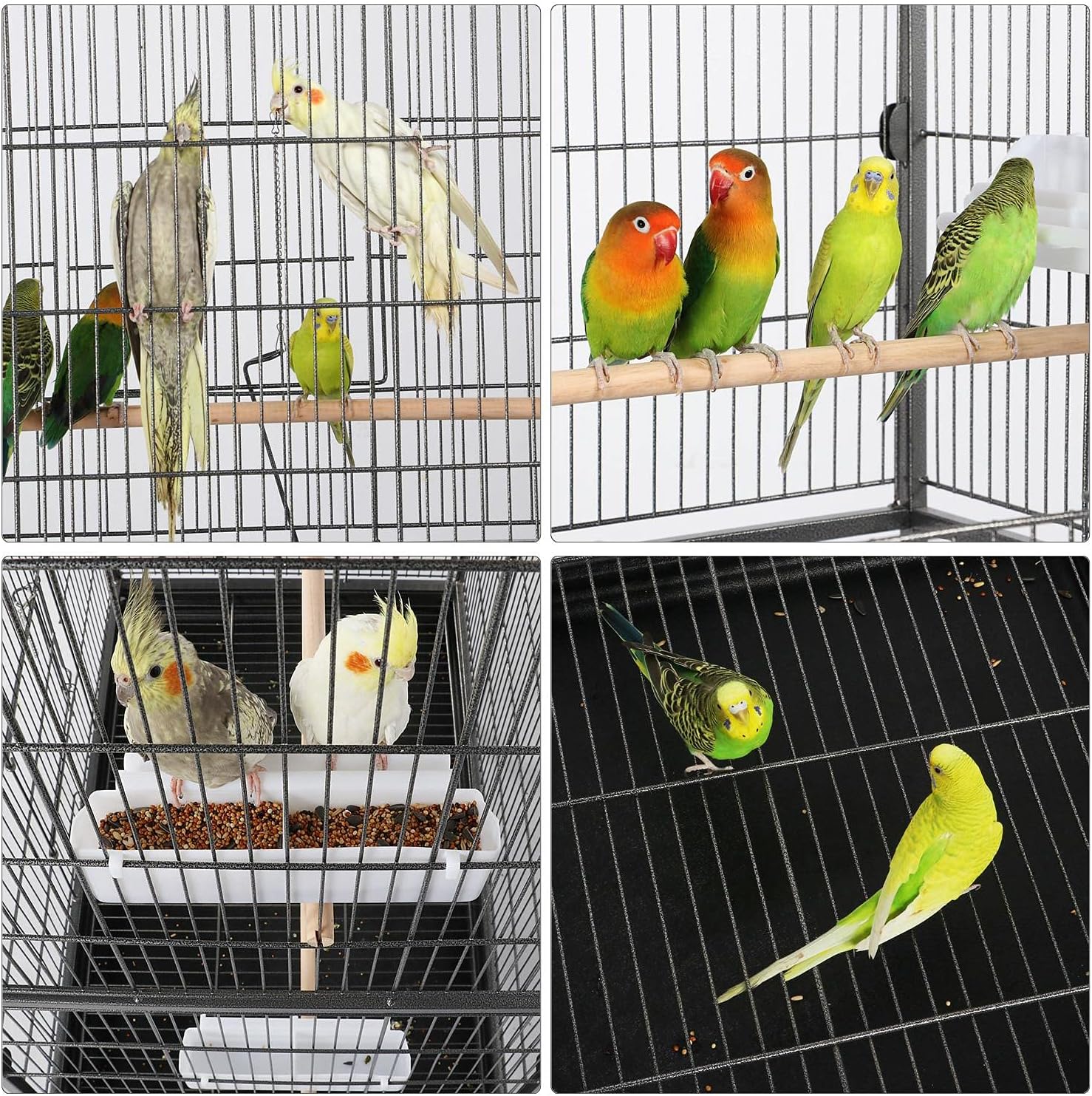 Yaheetech Jaula para pájaros grande de acero forjado de 52 pulgadas para cacatúas, cuáquero gris africano, periquitos amazónicos, mejillas verdes, conures, palomas, loros, jaula para pájaros con soporte 