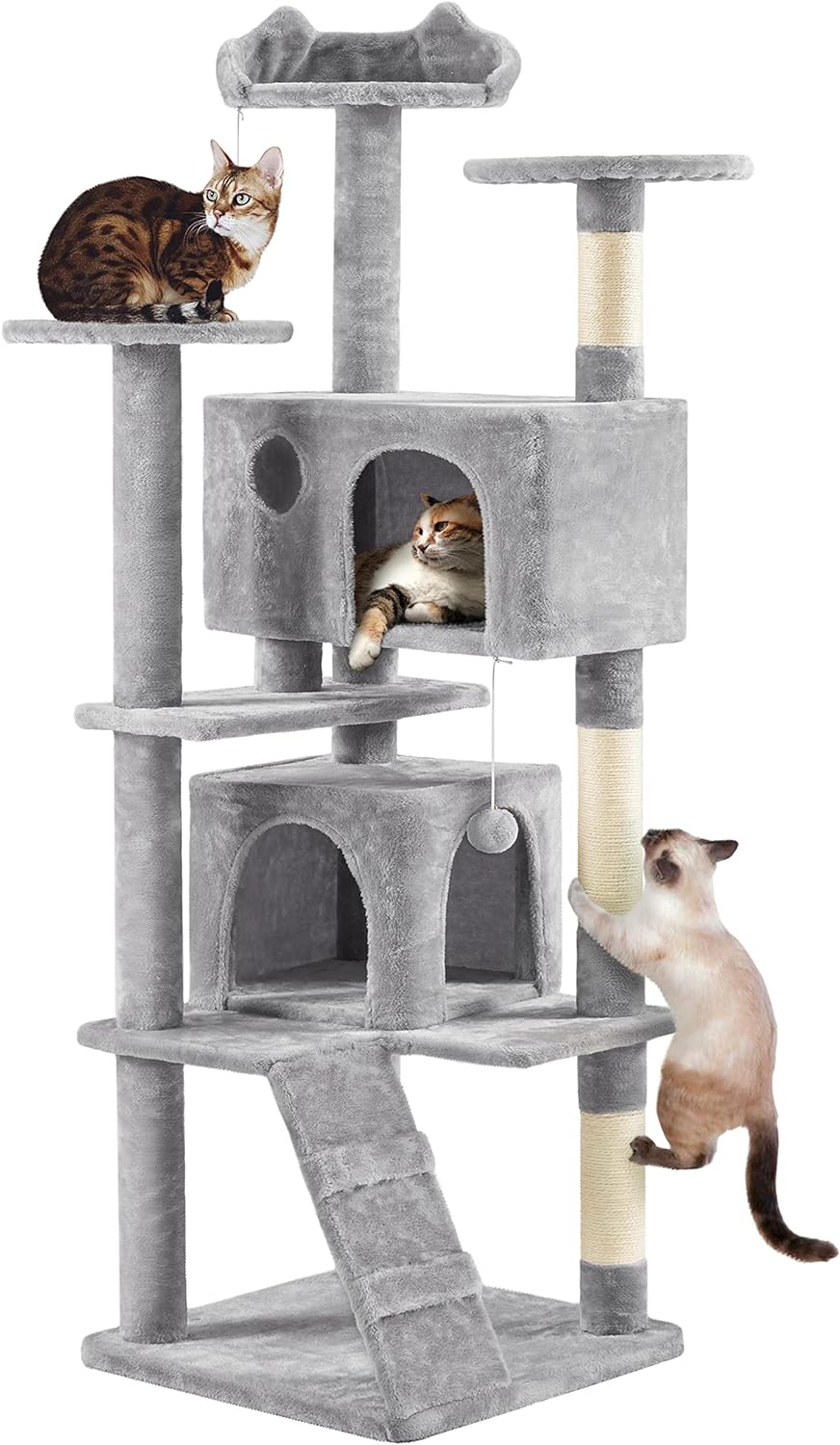 Yaheetech - Torre de árbol para gatos de 54 pulgadas, mueble de condominio, poste rascador para gatitos, casa de mascotas 