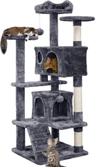 Yaheetech - Torre de árbol para gatos de 54 pulgadas, mueble de condominio, poste rascador para gatitos, casa de mascotas 