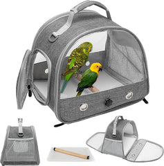 Vogelträger-Rucksackkäfig, Vogel-Reiseträger-Rucksack, Papageienträger, transparenter, atmungsaktiver Vogelkäfig, leichte Vogelträger (schwarz) 