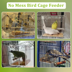 Bird Cage Feeder, No Mess Bird Feeder for Cage, No Spill Automatic Bird Feeder for Cage Mess Free Bird Feeder for Parakeet Parrot Cockatiels Lovebirds Bird Cage Seed Feeder 5.1Inch