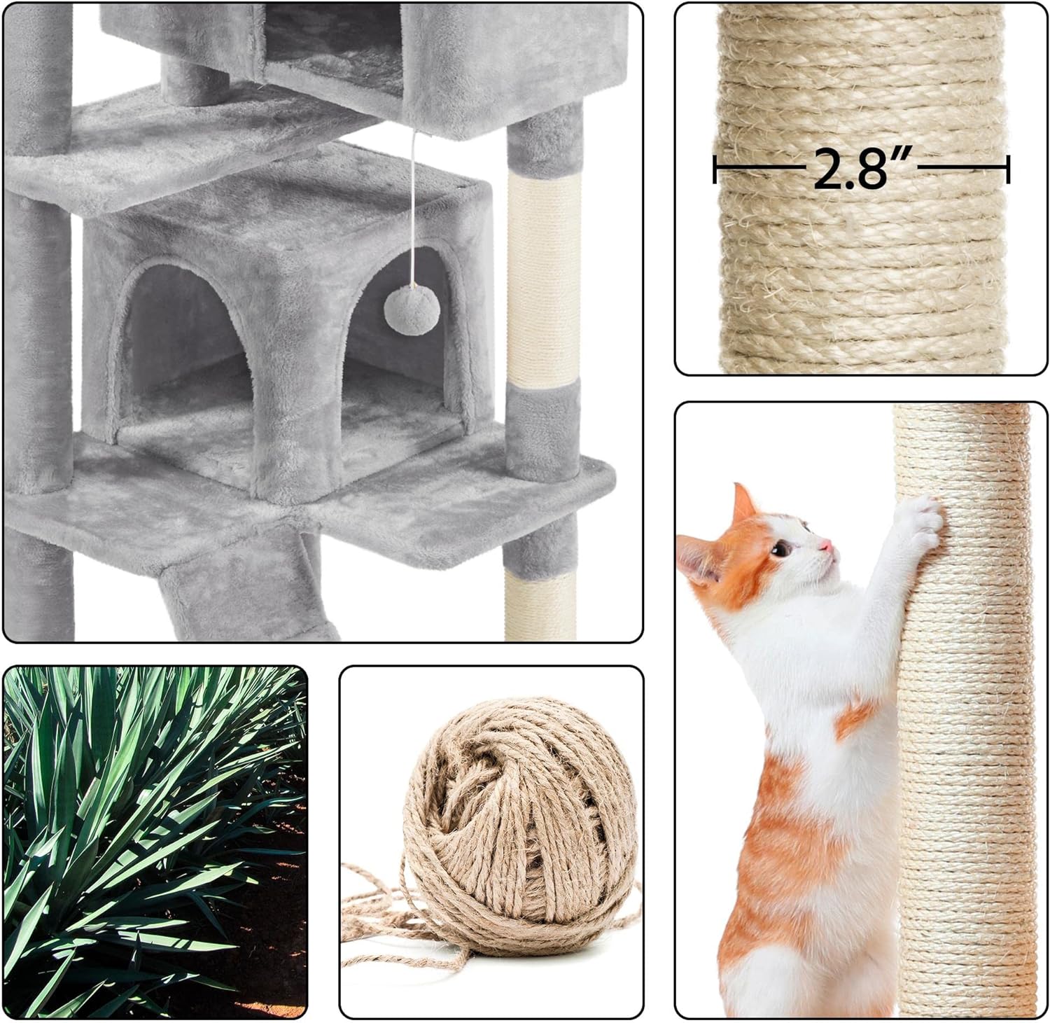 Yaheetech - Torre de árbol para gatos de 54 pulgadas, mueble de condominio, poste rascador para gatitos, casa de mascotas 