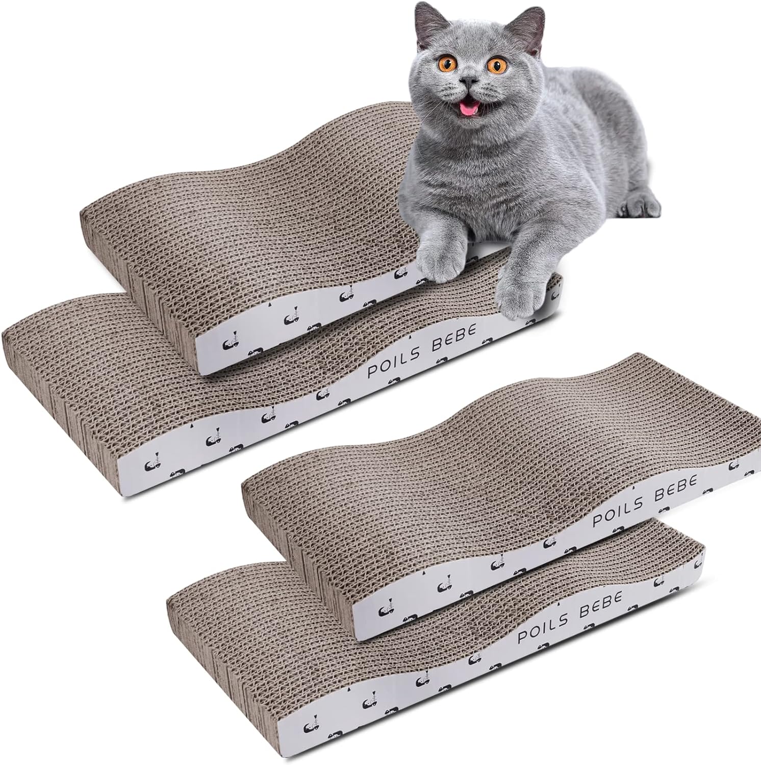 Poils bebe Rascador para gatos en forma de L, rascador para gatos de 26,8 pulgadas para gatos de interior, almohadilla protectora para muebles, rascador para gatos de cartón con juguete de pelota, hierba gatera, grande 