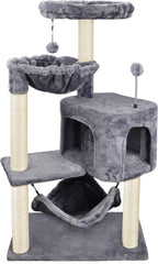 Newest Cat Tree with Cat Condo and Big Hammock，Grey