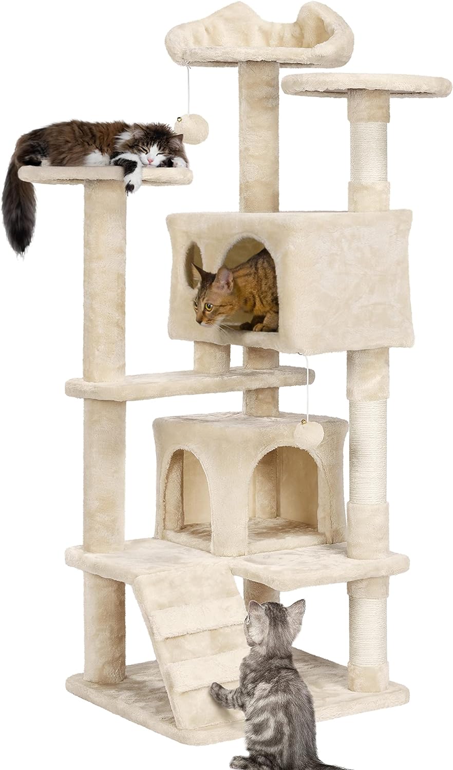 Yaheetech - Torre de árbol para gatos de 54 pulgadas, mueble de condominio, poste rascador para gatitos, casa de mascotas 