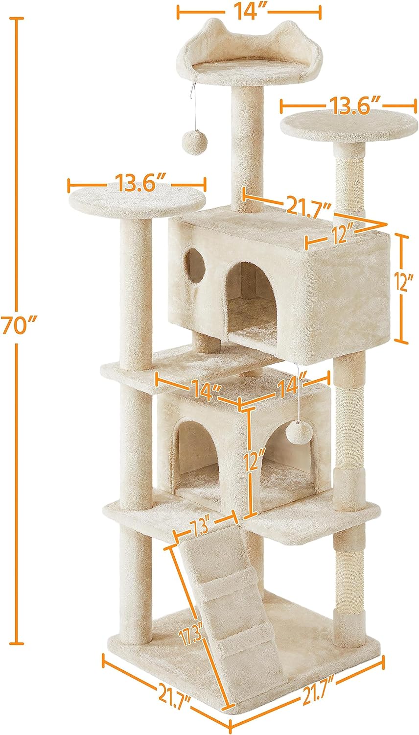 Yaheetech 54 Zoll Kratzbaum, Turm, Eigentumswohnungsmöbel, Kratzbaum für Kätzchen, Haustierhaus, Spielen 