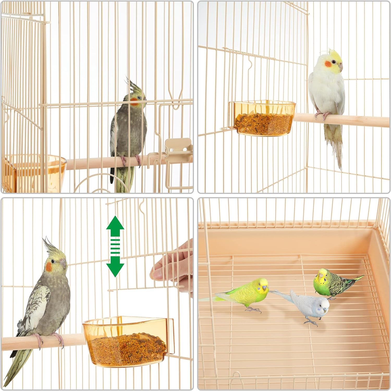 Yaheetech Open Top Rolling Parrot Bird Cage for Cockatiel Sun Parakeet Green Cheek Conure Mid-Sized Parrot Cage with Detachable Stand