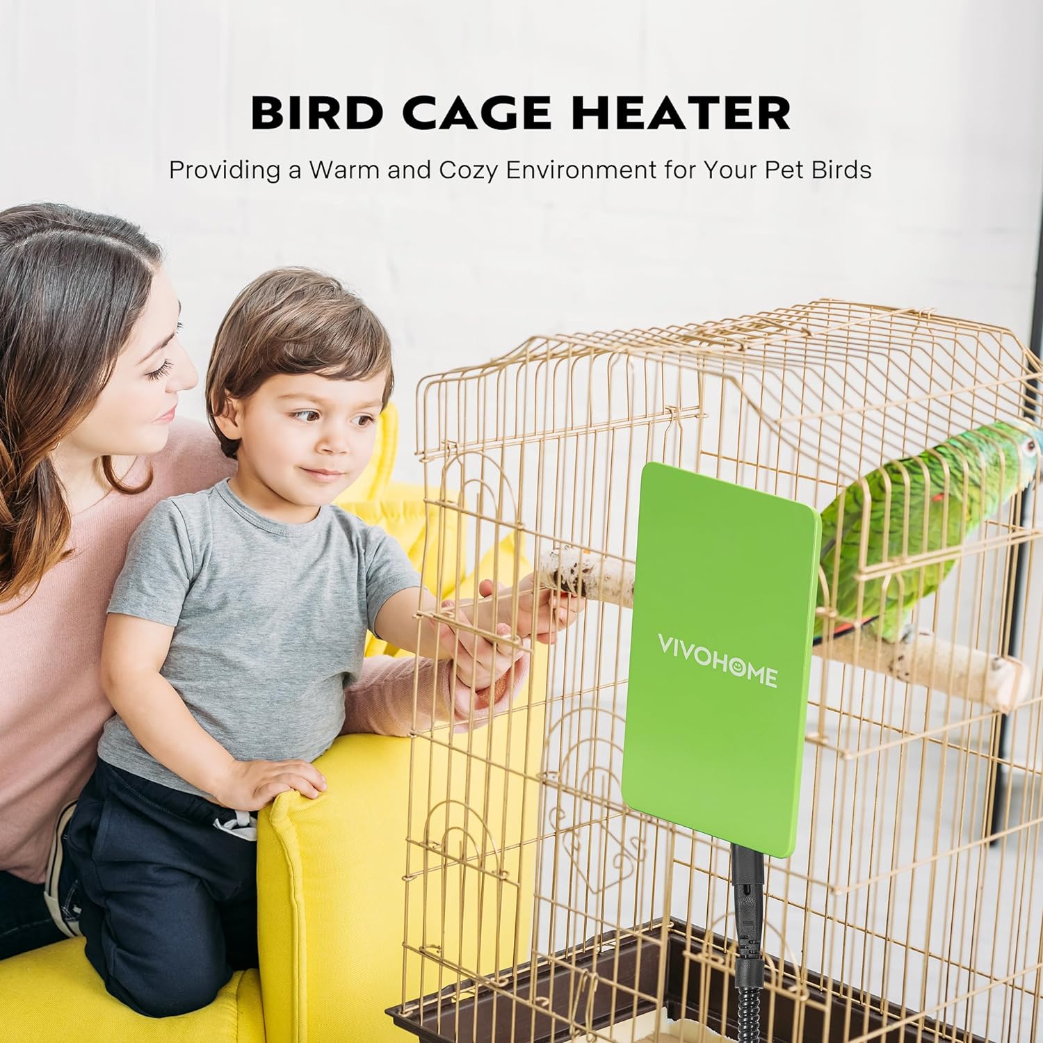 VIVOHOME 10W Bird Cage Heater, Snuggle-Up Bird Warmer with Thermostatically Controlled for Parrots Conure Lovebird Cockatiel Fit Most Cage 3.7 × 5.7 Inches, Green