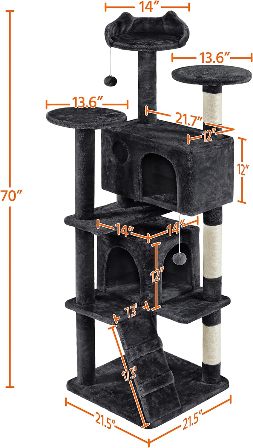 Yaheetech 54 Zoll Kratzbaum, Turm, Eigentumswohnungsmöbel, Kratzbaum für Kätzchen, Haustierhaus, Spielen 