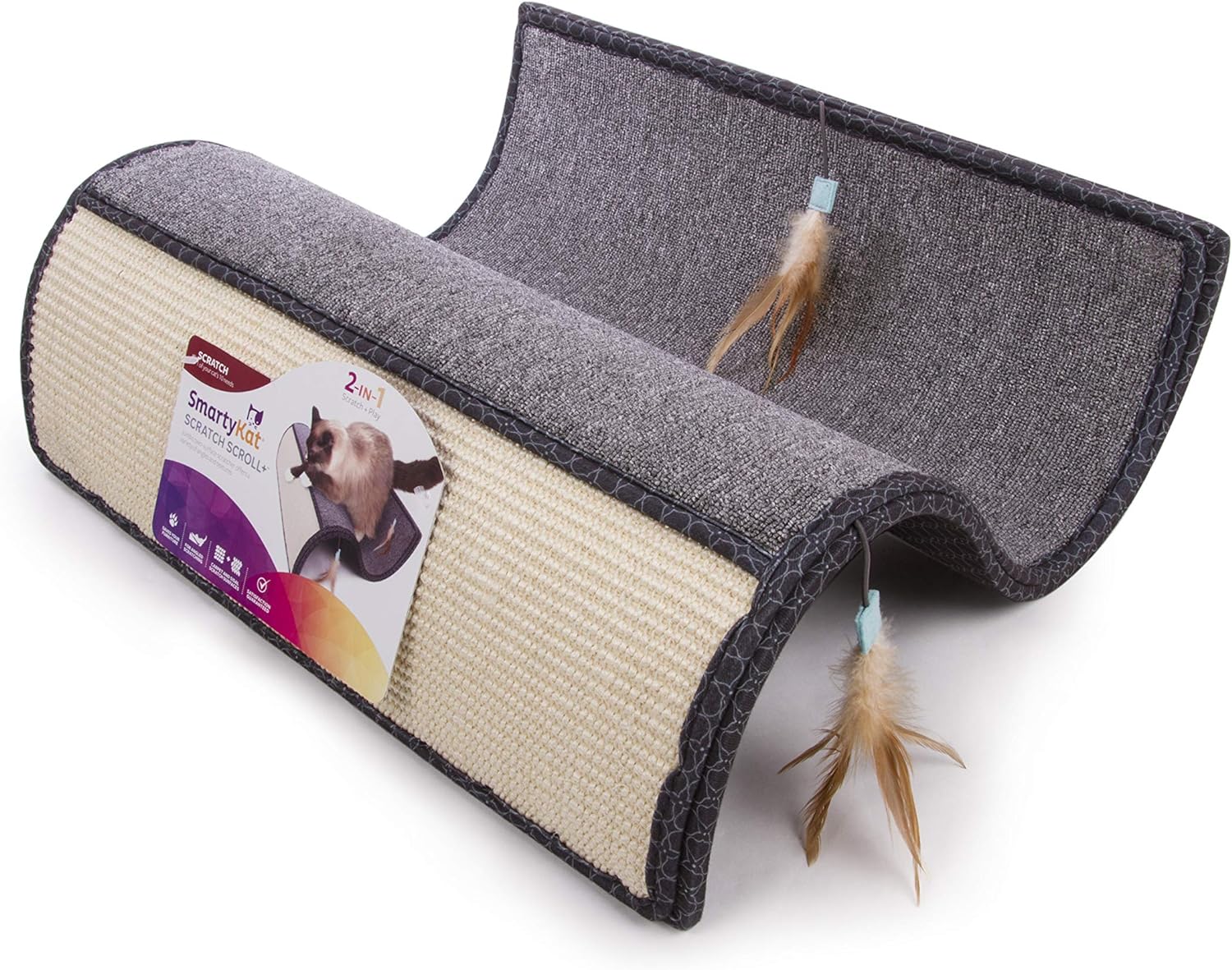 SmartyKat Rampa rascadora para gatos con ángulo de sisal, incluye hierba gatera, natural, talla única 