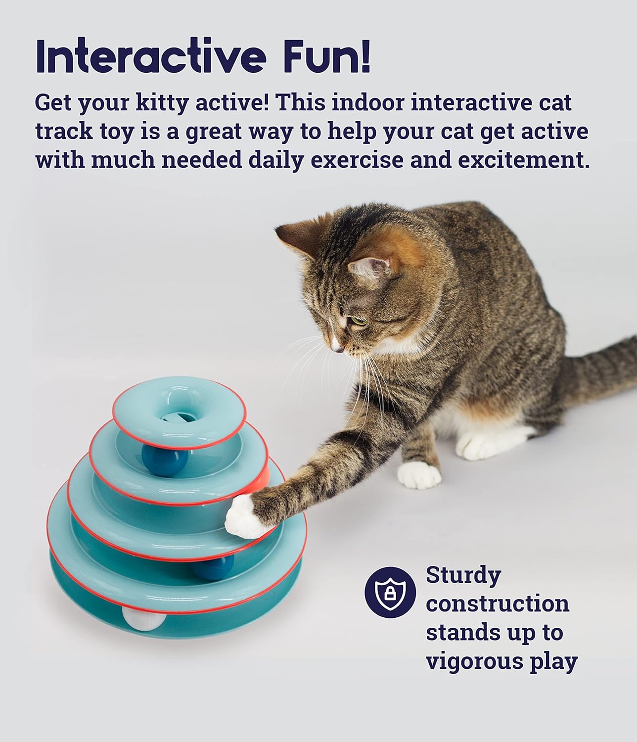 Catstages Chase Meowtain Juguete interactivo con pista para gatos de 4 niveles 