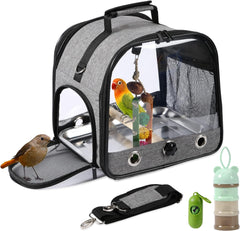 SUERTREE Bird Carrier Bag Bird Travel Cage with Stand, Lightweight Backpack for Parrot, Portable Bird Travel Bag, Pet Transparent Breathable Travel Cage